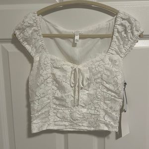 NWT Leith white lace crop top